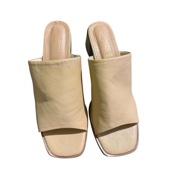 Joie Tan Nude Olympia Block Heel Slide Sandals Shoes Open Toe Faux Leather 9 - Picture 8 of 14